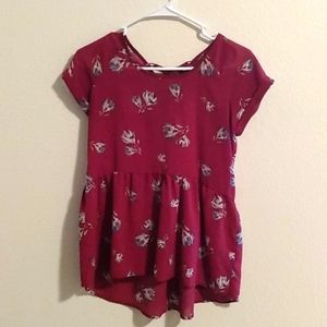 Burgundy Small Floral Blouse